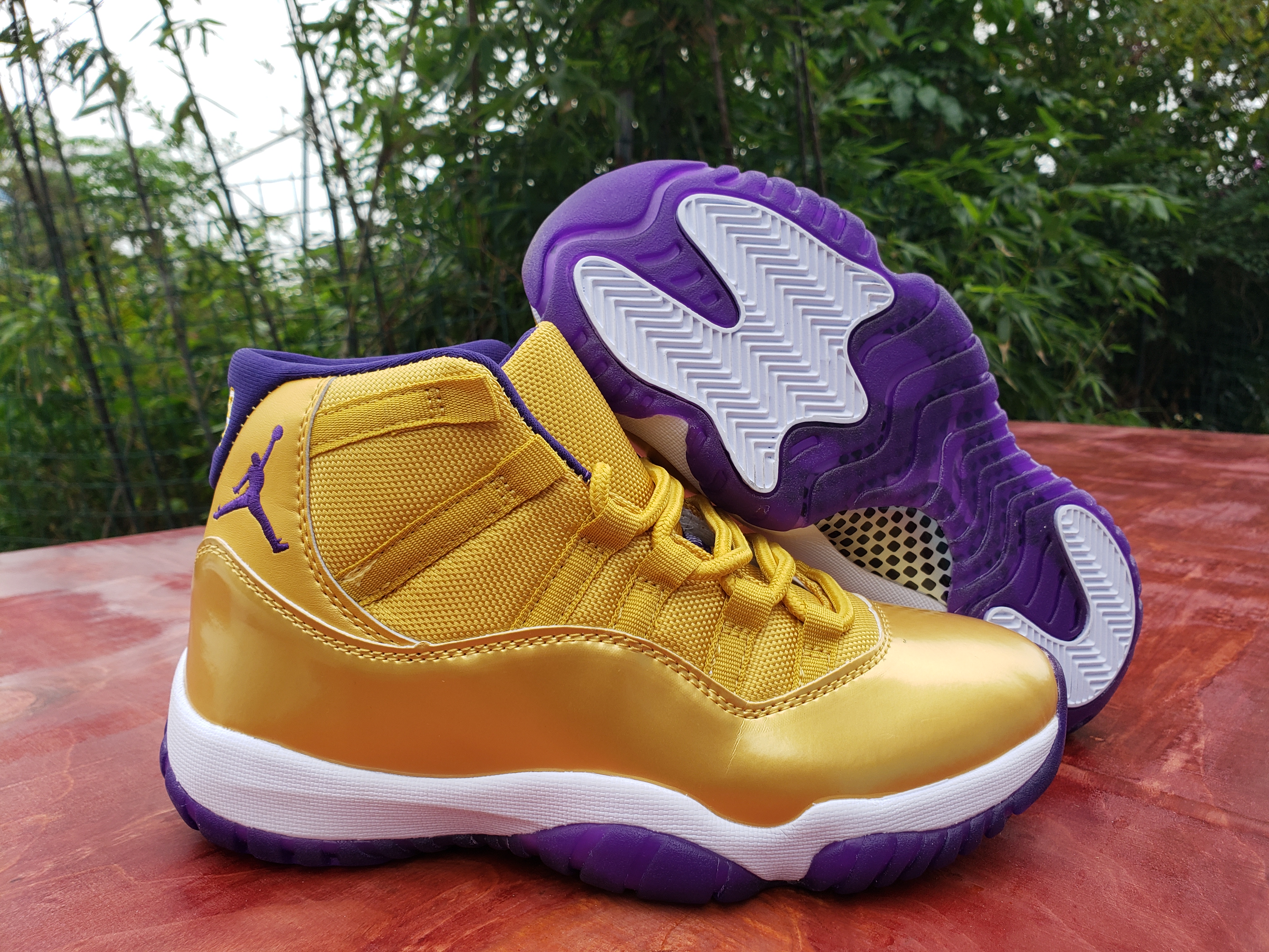 2020 Air Jordan 11 High Gold Purple Shoes